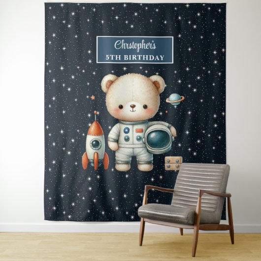 Space Beer Party Tapestry voor Birthday Boy Wandkleed (In situ)