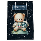 Space Beer Verjaardag Gift Bag voor Little Astrona Medium Cadeauzakje (Achterkant)