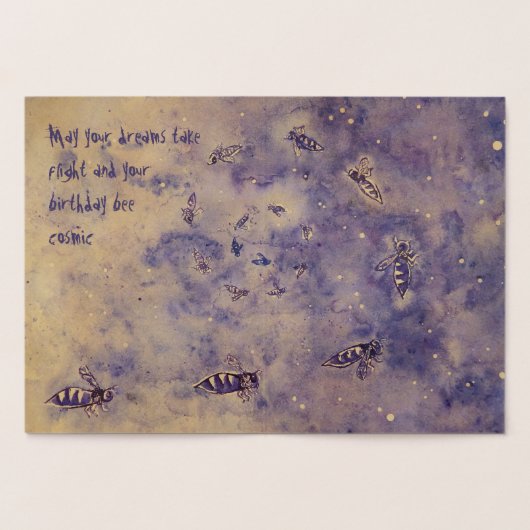 Space Bees Folie Verjaardag Kaart (Binnen)