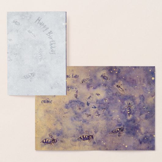 Space Bees Folie Verjaardag Kaart (Display)