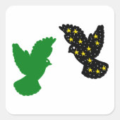 Space Bird & Green Bird Vierkante Sticker (Voorkant)