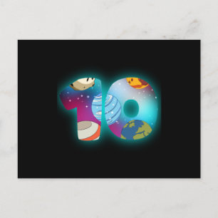 SPACE BIRTHDAY 10 10th Birthday Boy 10 Year Old Briefkaart