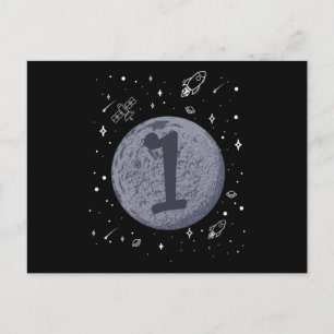 SPACE BIRTHDAY 1 1e verjaardag Toddler 1 jaar oud Briefkaart