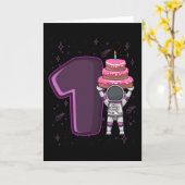 SPACE BIRTHDAY 1 1st Birthday Toddler Astronaut Kaart (Gele Bloem)