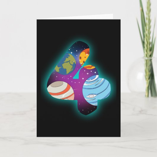 SPACE BIRTHDAY 4 4th Birthday Boy 4 Year Old Kaart (Voorkant)