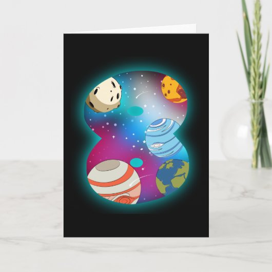 SPACE BIRTHDAY 8 8th Birthday Boy 8 Year Old Kaart (Voorkant)