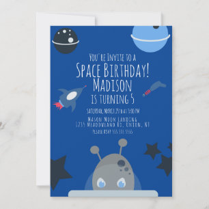Space Birthday Alien Threaditation Kaart