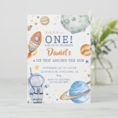 Space Birthday Astronaut 1e reis rond de zon Kaart (Staand voorkant)
