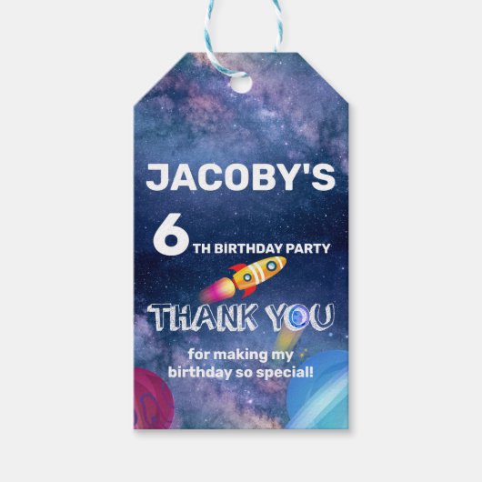Space Birthday Bedankt Cadeaulabel (Voorkant)