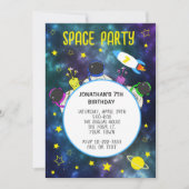 Space Birthday Blue Yellow star Planet Kaart (Voorkant)