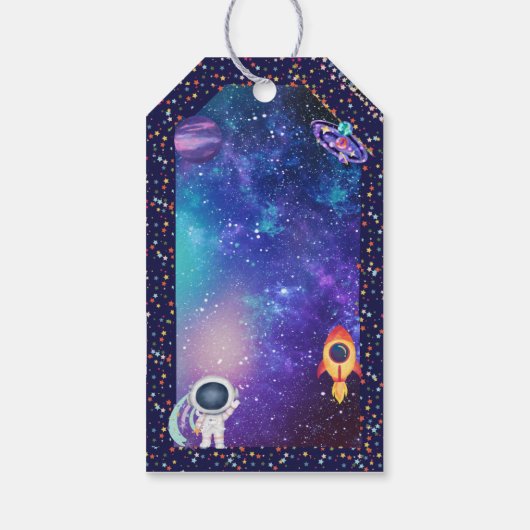 Space Birthday Cadeaulabel (Achterkant)