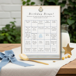 Space  Birthday Find Guest Bingo game card Feestdagenkaart