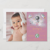Space Birthday girl Astronaut-raketsterren Partij  Kaart (Voorkant)