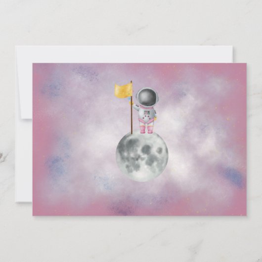 Space Birthday girl Astronaut-raketsterren Partij  Kaart (Achterkant)