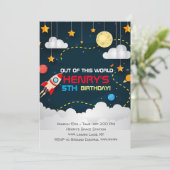 Space Birthday Invitation Buitenruimte Kaart (Staand voorkant)