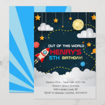 Space Birthday Invitation Buitenruimte