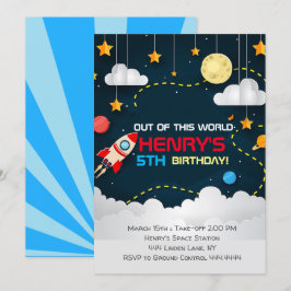 Space Birthday Invitation Buitenruimte Kaart