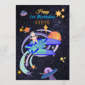 Space Birthday Invitation Card | Any Kid's Age Kaart (Achterkant)
