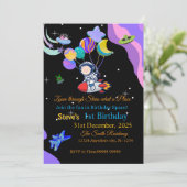 Space Birthday Invitation Card | Any Kid's Age Kaart (Staand voorkant)