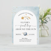 Space Birthday Invitation | Eerste reisdag Kaart (Staand voorkant)