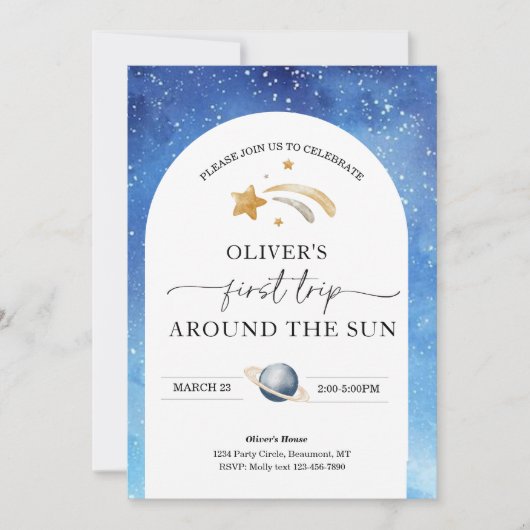 Space Birthday Invitation | Eerste reisdag Kaart (Voorkant)