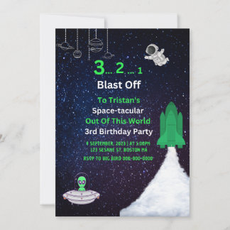 Space Birthday Invitation Kaart