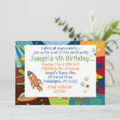 Space Birthday Invitation Kaart (Staand voorkant)