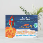 Space Birthday Invitation Kaart (Staand voorkant)
