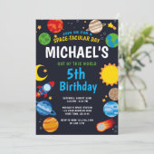 Space Birthday Invitation Kaart (Staand voorkant)