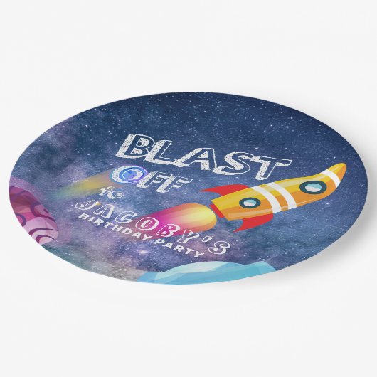 Space Birthday Papieren Bordje (Gekanteld)