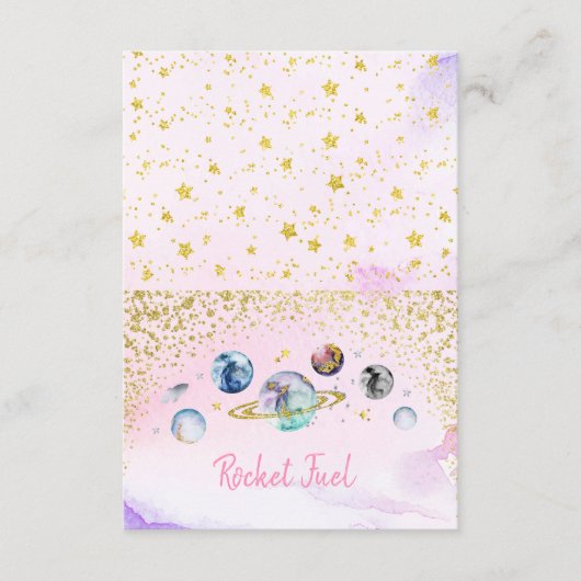 Space Birthday Party Buffet Food Labels Informatiekaartje (Voorkant)