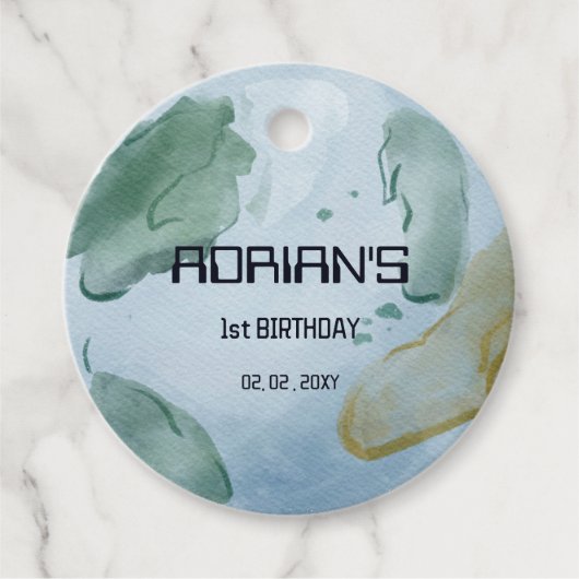 Space Birthday Party Earth Wereldbol Bedankjes Labels (Voorkant)