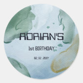 Space Birthday Party Earth Wereldbol Ronde Sticker (Voorkant)