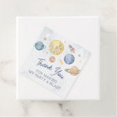 Space Birthday Party Favor Dank u Label (In situ)