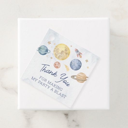 Space Birthday Party Favor Dank u Label (In situ)
