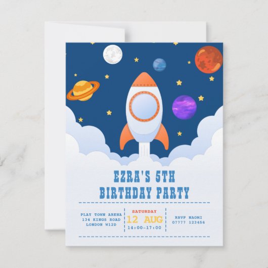 Space Birthday Party Invitation (Voorkant)