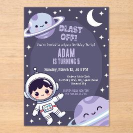Space Birthday Party Invitation | Galaxy Astronaut Acryl Uitnodigingen