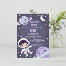Space Birthday Party Invitation | Galaxy Astronaut Kaart