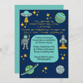 Space Birthday Party Invitation Kaart (Voorkant / Achterkant)