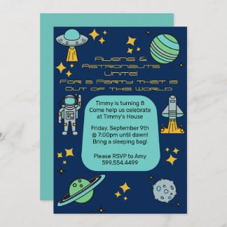 Space Birthday Party Invitation Kaart