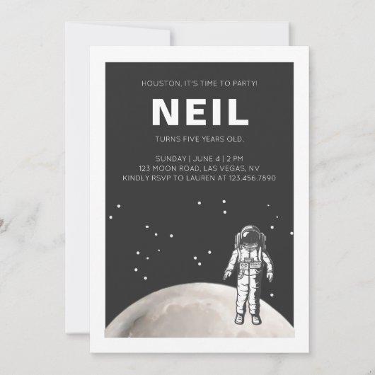 Space Birthday Party Invitation Kaart (Voorkant)