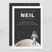 Space Birthday Party Invitation Kaart (Voorkant / Achterkant)