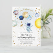 Space Birthday Party Invitation Kaart (Staand voorkant)