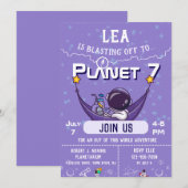 Space Birthday Party Invitation Kaart (Voorkant / Achterkant)