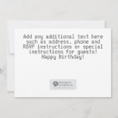 Space Birthday Party Kaart (Achterkant)