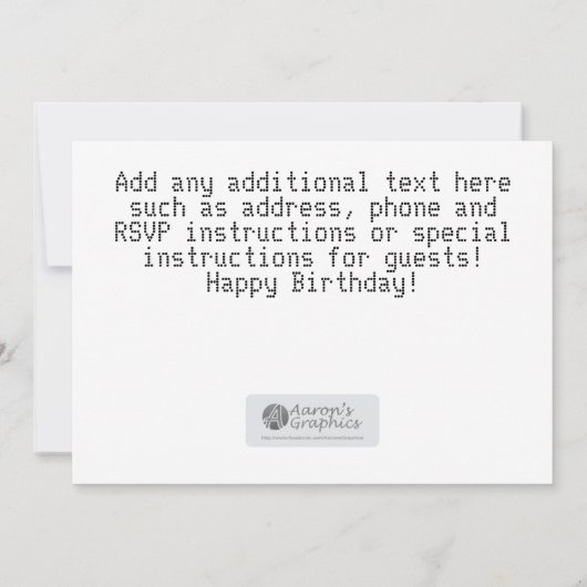 Space Birthday Party Kaart (Achterkant)