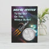 Space Birthday Party Kaart (Staand voorkant)
