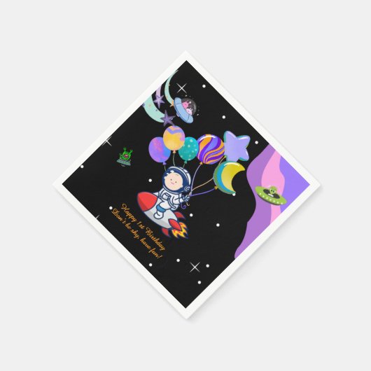 Space Birthday Party Napkin | Galaxy Theme Decor Servet (Hoek)