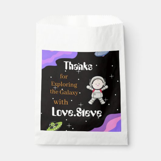 Space Birthday Party Theme Bedankzakje (Voorkant)