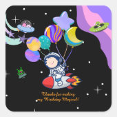 Space Birthday Party Theme | Galaxy Theme Decor Vierkante Sticker (Voorkant)